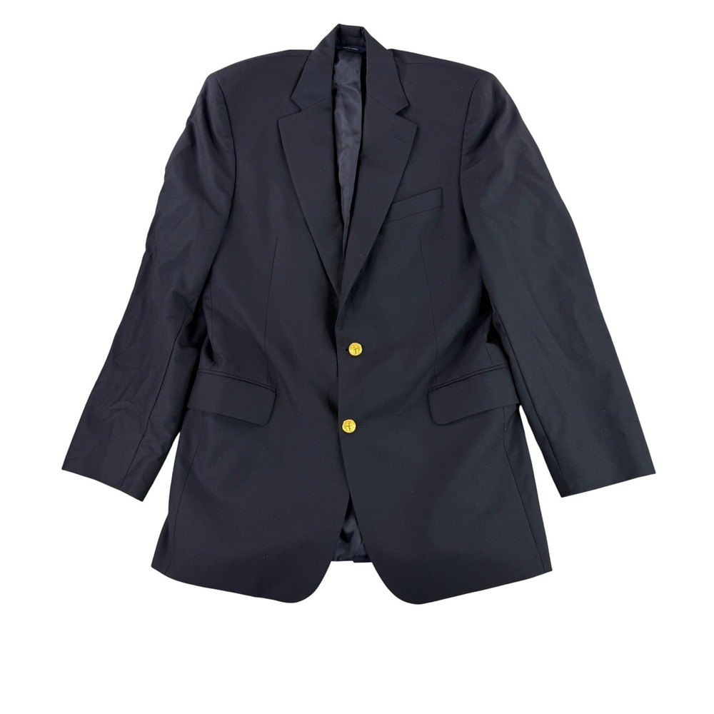 Brooks Brothers Blazer Mens 42L Navy Blue Loro Piana Wool Gold Button Jacket